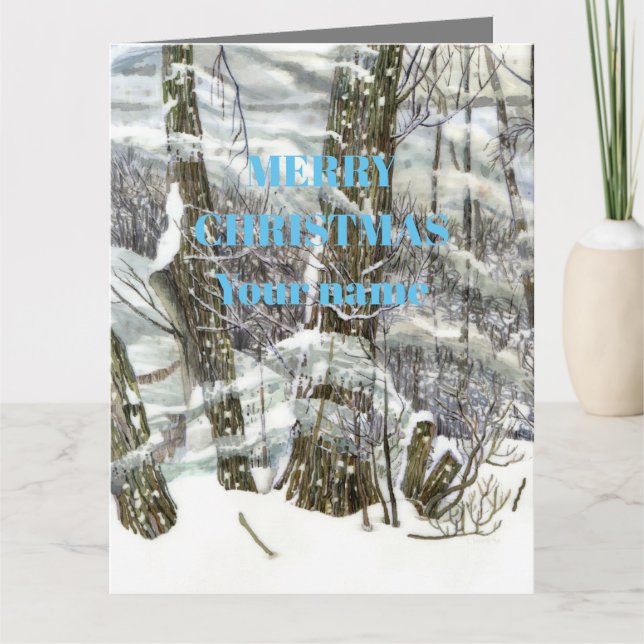 Winter-Aquarellmalerei Karte (Vorderseite)