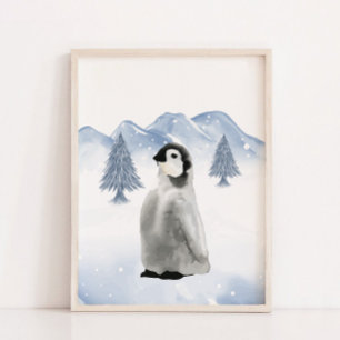 Winter Arctic Animal Pinguin Kinderzimmer Wanddeko Poster