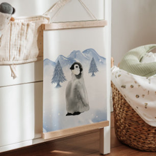 Winter Arctic Animal Pinguin Kinderzimmer Wanddeko Wandteppich Mit Holzrahmen