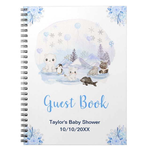 Winter Arctic Animals Baby Showbook Notizblock (Vorderseite)