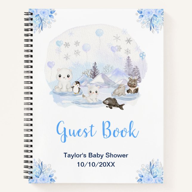 Winter Arctic Animals Baby Showbook Notizbuch (Vorderseite)