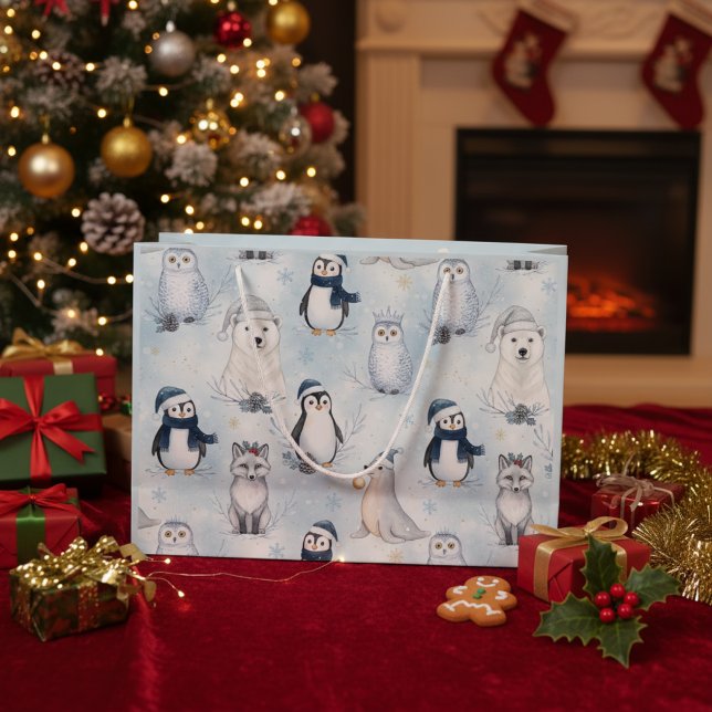 Winter Arctic Animals Cute Penguin & Polar Bear Große Geschenktüte (Von Creator hochgeladen)