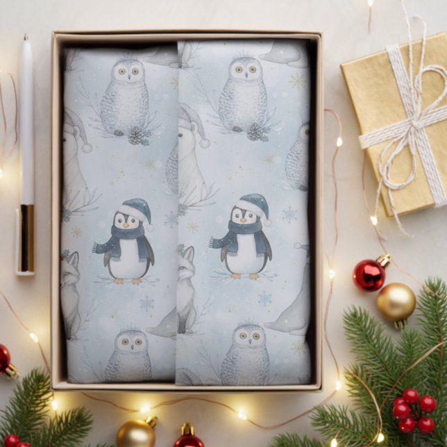 Winter Arctic Animals Cute Polar Animals Christmas Seidenpapier (Winter Arctic Animals Cute Polar Animals Christmas Tissue Paper)