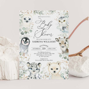 Winter Arctic Animals Gender Neutral Babyshower Einladung