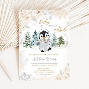 Winter Arctic Penguin Baby Dusche Einladung