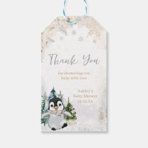 Winter Arctic Penguin Baby Dusche Fevor Tags Geschenkanhänger