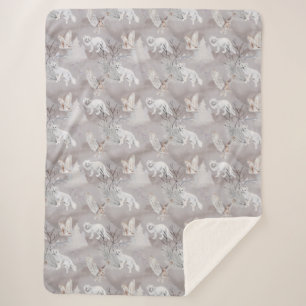 Winter-Arktis-Fuchs-Schneeeule-Nördliche-Wildtiere Sherpadecke