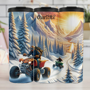 Winter ATV: Snowy Mountain Sunset Ride Thermosbecher