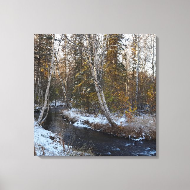Winter auf Chester Creek Stretched Canvas Print Leinwanddruck (Vorderseite)