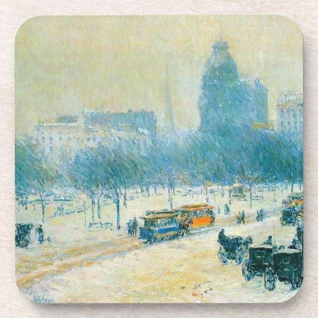 Winter auf dem Gewerkschaft Square von Frederick C Getränkeuntersetzer (Vorderseite)