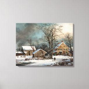 Winter auf dem Lande, Ein kalter Morgen Leinwanddruck