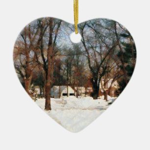 Winter auf meiner Straße Keramikornament