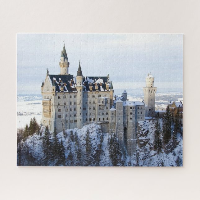 Winter auf Schloss Neuschwanstein, Deutschland Bay Puzzle (Horizontal)