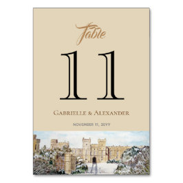 Winter auf Schloss Windsor Hochzeit Tischnummer