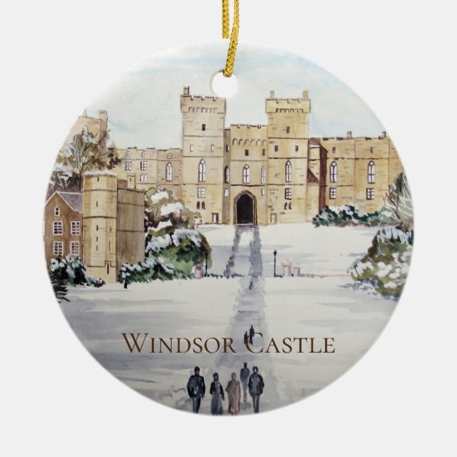 Winter auf Windsor Burg Landschaftsbild Keramikornament (Vorne)