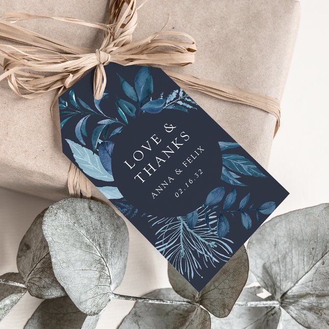 Winter Azure | Blaue botanische Gastgeschenk Hochz Geschenkanhänger (Von Creator hochgeladen)