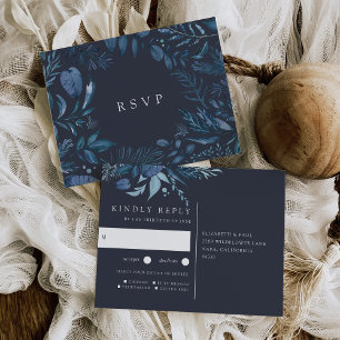 Winter Azure   RSVP für botanische Mahlzeiten Einladungspostkarte