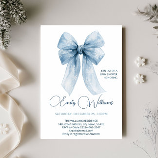 Winter-Baby-boy-Party Dusty Blue Schneeflocke Einladung