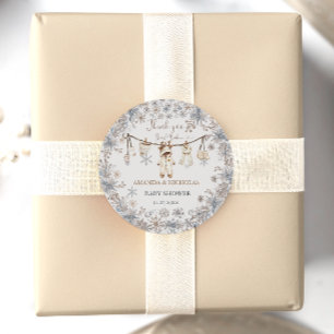 Winter Baby Clothes Babydusche Danke Runder Aufkleber