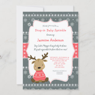 Winter Baby Deer Drop-in Baby Sprinkle Einladung