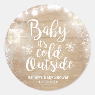 Winter Baby Dusche Außenkammer Rustikal Runder Aufkleber