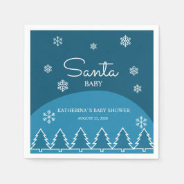 Winter Baby Dusche Blaue Schneeflocken Bäume Serviette