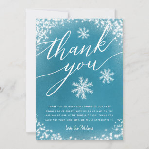 Winter Baby Dusche Blauer Schnee Dankeskarte
