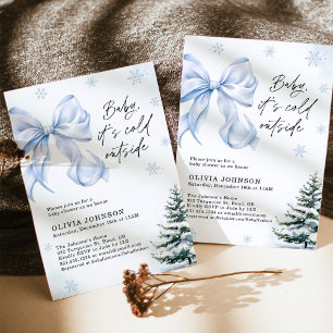 Winter Baby Dusche, Blue Bow Es ist kalt draußen Einladung