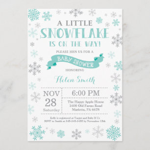 Winter Baby Dusche Einladung Aqua Snowflake
