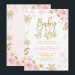Winter Baby Dusche Einladung Pink Gold Snowflake<br><div class="desc">Einladung zur Winter Baby Dusche. Der Glitzer-Effekt in diesem Design ist ein digitales Bild,  das wie ein echter Glitzer aussieht. Hohe Qualität und noch wunderschön,  aber kein echter Glitzer wird bei der Herstellung dieses Produktes verwendet werden. Alle Designs sind © PIXEL PERFECTION PARTY LTD</div>