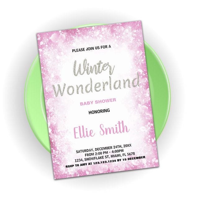 Winter Baby Dusche Einladungen Cloud Pink Silver (Winter Baby Shower Invitations Cloud Pink Silver)