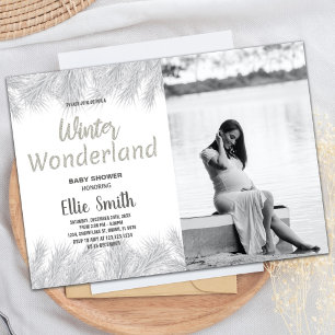 Winter Baby Dusche Einladungen Glitzer Pine Foto
