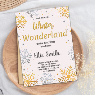 Winter Baby Dusche Einladungen Goldenes Schnee
