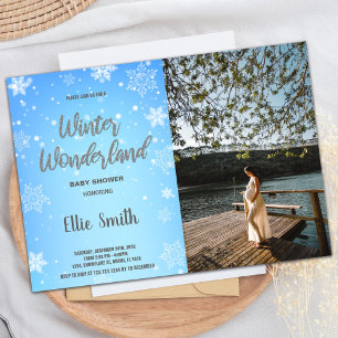 Winter Baby Dusche Einladungen Weißes Schnee Foto