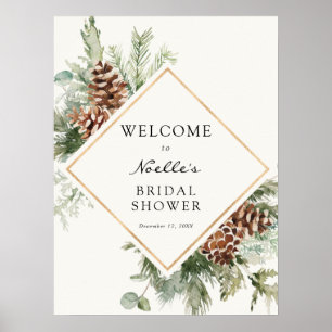 Winter Baby Dusche Evergreen Willkommenspender Poster