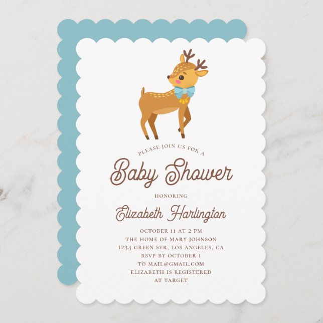 Winter-Baby-Dusche für Tiere. Niedliches Waldwild Einladung (Vorne/Hinten)