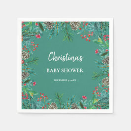 Winter Baby Dusche Grün Serviette