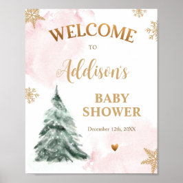 Winter Baby-Dusche kalt Außenschneeflocken Willkom Poster