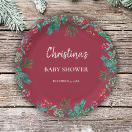 Winter Baby Dusche Red Pappteller