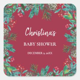 Winter Baby Dusche Red Quadratischer Aufkleber