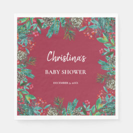 Winter Baby Dusche Red Serviette