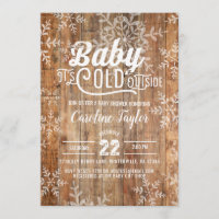 Winter Baby Dusche Rustikale Schneeflocken auf Hol