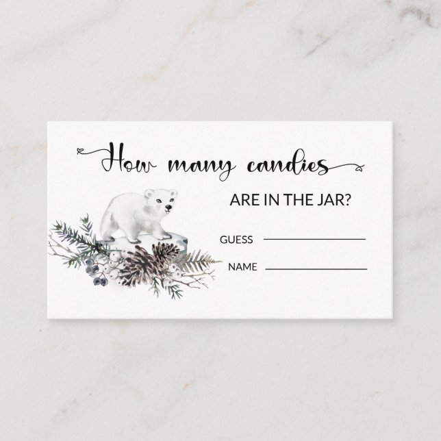 Winter Baby Dusche schätzen, wie viele Candies Enc Begleitkarte (Vorderseite)