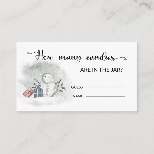 Winter Baby Dusche schätzt, wie viele Candies Begleitkarte (Vorderseite)