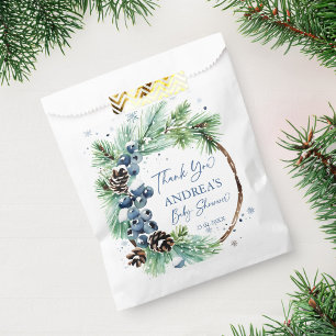 Winter Baby-Dusche Schneekiefern Gefallen Geschenktütchen