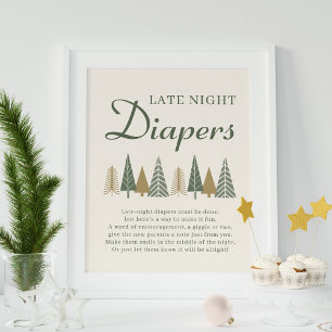 Winter Baby Dusche Spate Night Diapers Game Poster