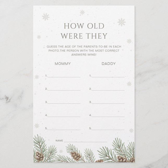 Winter Baby Dusche wie alt waren sie zu spielen (Vorderseite)