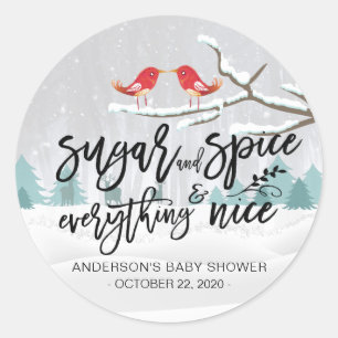 Winter Baby Dusche Zucker & Gewürze & Alles Nett Runder Aufkleber