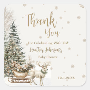 Winter Baby Es ist kalt, Schneeflocken Baby Shower Quadratischer Aufkleber