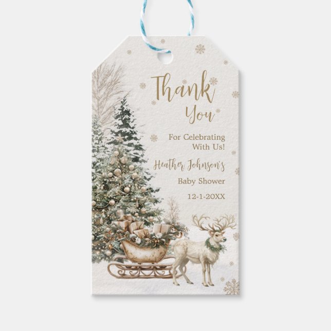 Winter Baby Es ist kalt, Schneeflocken Babydusche Geschenkanhänger (Vorderseite)